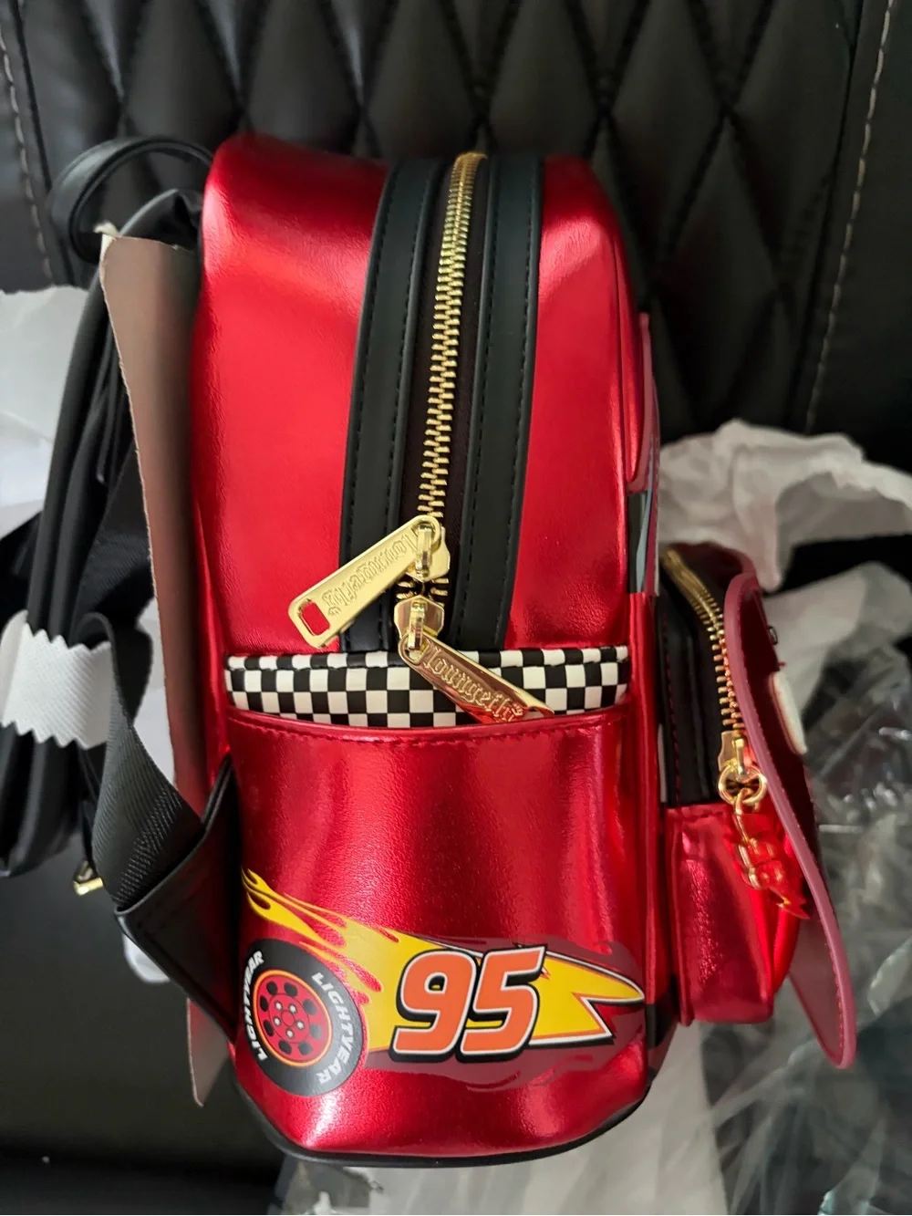 Loungefly Disney Pixar Cars Metallic Lightning McQueen Cosplay Mini Backpack